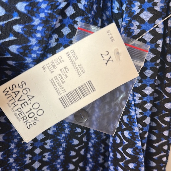 NWT Catherin’s size 2x LS Blue and Black Blouse - Picture 7 of 10